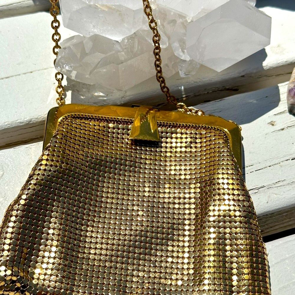 Vintage Whiting & Davis Gold Metal Mesh Evening Bag with Chain Strap - Picture 2 of 4